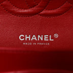 Lambskin Quilted Medium Double Flap Red
