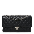 Caviar Quilted Medium Double Flap Black