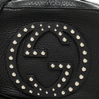Pebbled Calfskin Studded Small Soho Disco Bag Black