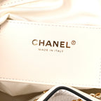 Braided Raffia Calfskin Quilted Small Chanel 25 Handbag White Black
