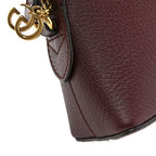 Textured Dollar Calfskin Web Small Ophidia Dome Shoulder Bag Burgundy