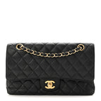 Caviar Quilted Medium Double Flap Black