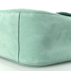 Suede Calfskin Small Souplissimo Maxi Flap Green