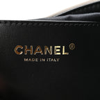 Braided Raffia Calfskin Small Chanel 25 Handbag Black White