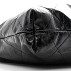 Glazed Calfskin  Quilted Small Chanel 22 Black
