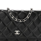 Caviar Quilted Wallet on Chain WOC Black