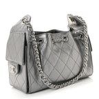 Metallic Caviar Quilted Mini Chanel 25 Handbag Anthracite