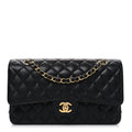 Caviar Quilted Medium Double Flap Black