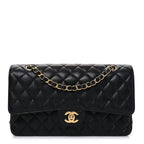 Caviar Quilted Medium Double Flap Black