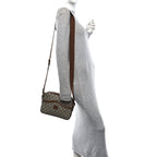 GG Supreme Monogram Azalea Calfskin Retro Interlocking G Messenger Shoulder Bag Beige Ebony Brown Sugar