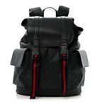 Soft GG Supreme Monogram Calfskin Web Double Buckle Backpack Black