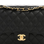 Caviar Quilted Medium Double Flap Black