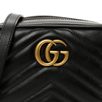 Calfskin Matelasse Mini GG Marmont Chain Shoulder Bag Black