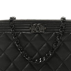 Lambskin Quilted Small Boy Clutch With Chain So Black