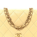 Lambskin Quilted Enamel Wallet On Chain WOC Yellow