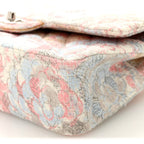 Tweed Quilted Camellia Medium Double Flap Ivory Multicolor