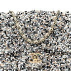 Sequin Mini Flap Gray Black White Pearly White