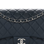 Caviar Quilted Jumbo Double Flap Blue