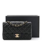 Lambskin Quilted Mini Rectangular Flap Black