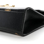 Grained Calfskin Bee Star Small Padlock Shoulder Bag Black