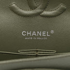 Caviar Chevron Quilted Medium Double Flap  Green