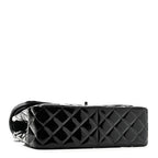 Patent Quilted Jumbo Double Flap Black