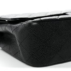 Caviar Quilted Medium Double Flap Black