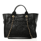 Calfskin Small Deauville Tote Black