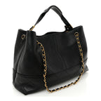 Calfskin Quilted Large Coco Base Shopping Bag Black