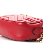 Calfskin Matelasse Mini GG Marmont Chain Shoulder Bag Hibiscus Red