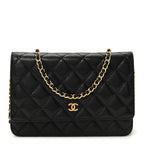 Caviar Quilted Wallet on Chain WOC Black