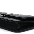 Caviar Quilted Striated CC Wallet On Chain WOC Black