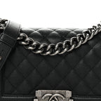 Caviar Quilted Small Boy Flap Black