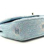 Denim Strass Evening Flap Bag Blue