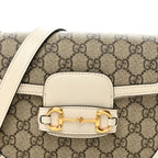 GG Supreme Monogram Web Mini Horsebit 1955 Shoulder Bag Beige Mystic White