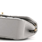 Caviar Quilted Small Double Flap Grey