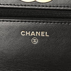 Caviar Quilted Camellia Wallet On Chain WOC Black