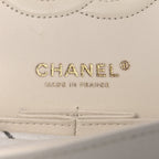Caviar Quilted Medium Double Flap White