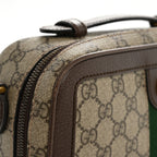 GG Supreme Monogram Web Small Ophidia Top Handle Shoulder Bag Brown