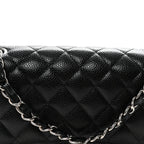 Caviar Quilted Medium Double Flap Black