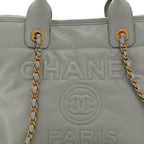 Calfskin Embossed Small Deauville Tote Light Blue