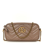 Calfskin Matelasse Mini GG Marmont Chain Crossbody Bag Porcelain Rose