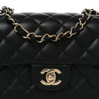 Lambskin Quilted Mini Rectangular Flap Black