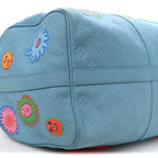 LV X YK Taurillon Monogram Keepall Bandouliere 50 Blue Multicolor