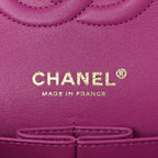 Lambskin Quilted Medium Double Flap Blue Pink