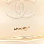 Caviar Quilted Medium Double Flap White