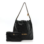 Shiny Calfskin Quilted Small Chanel 22 Black