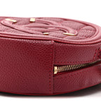 Caviar Quilted Round Filigree Crossbody Red