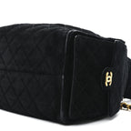 Suede Quilted Medium Chanel 25 Handbag Black