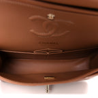 Lambskin Quilted Small Double Flap Brown